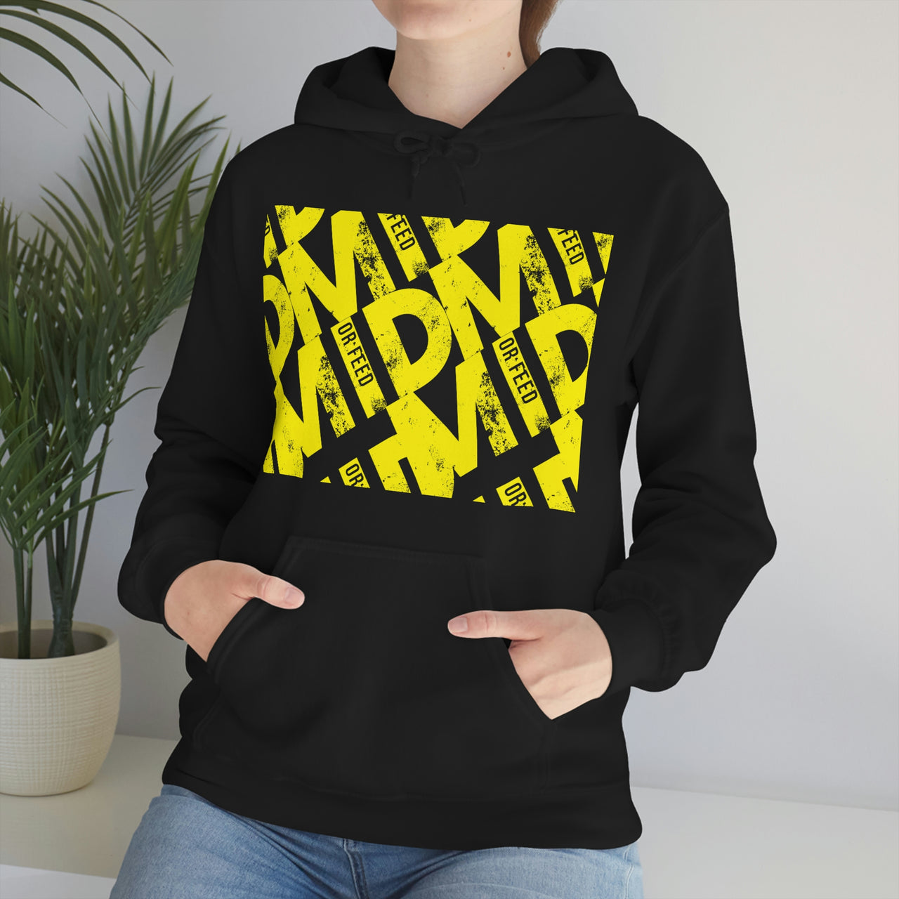 Yellow - Mid or Feed Dota - LOL League of Legends Pun Shirts - Spoof, pun, funny - Unisex Heavy Blend Hooded Sweatshirt