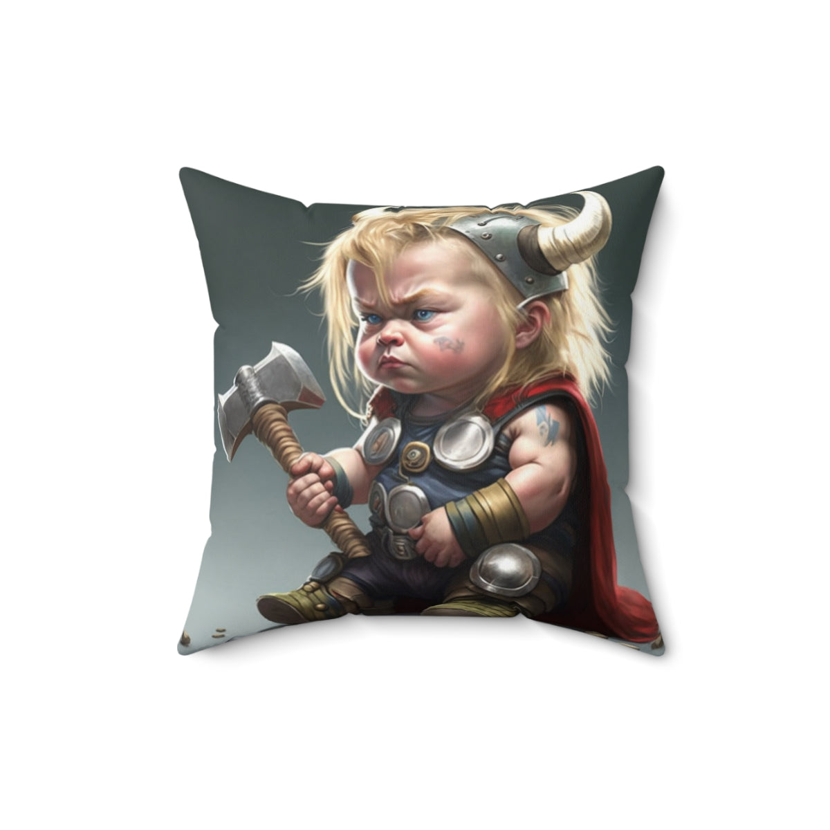 Stop being a Baby series - Baby Axe and Baby Horn, Loki and Thor - 4 sizes available - Spun Polyester Square Pillow