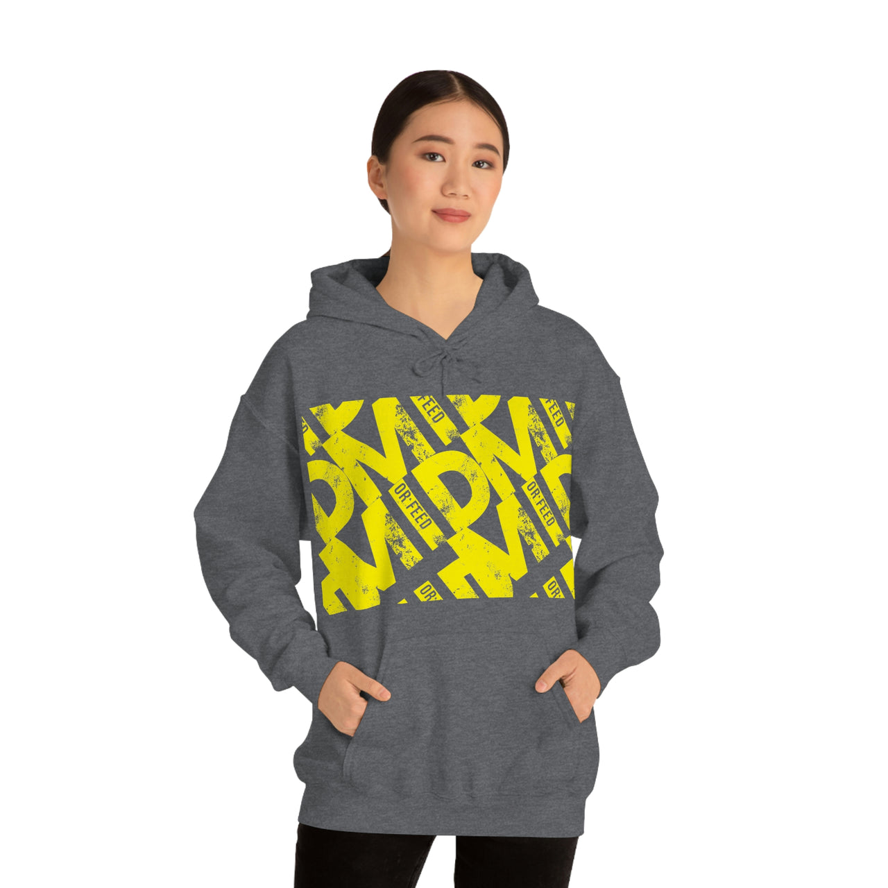 Yellow - Mid or Feed Dota - LOL League of Legends Pun Shirts - Spoof, pun, funny - Unisex Heavy Blend Hooded Sweatshirt