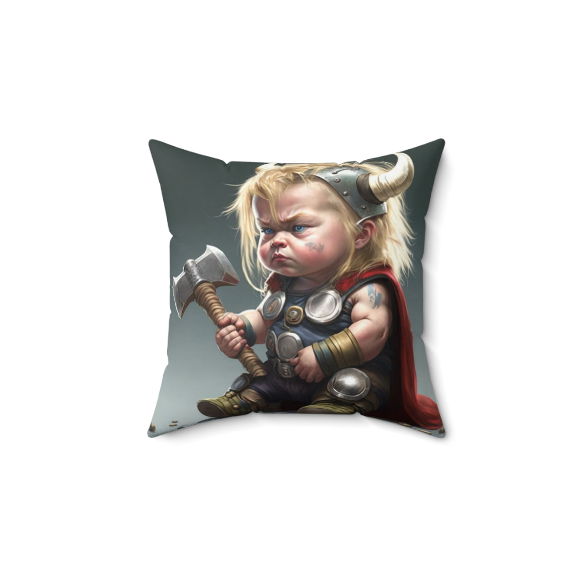 Stop being a Baby series - Baby Axe and Baby Horn, Loki and Thor - 4 sizes available - Spun Polyester Square Pillow