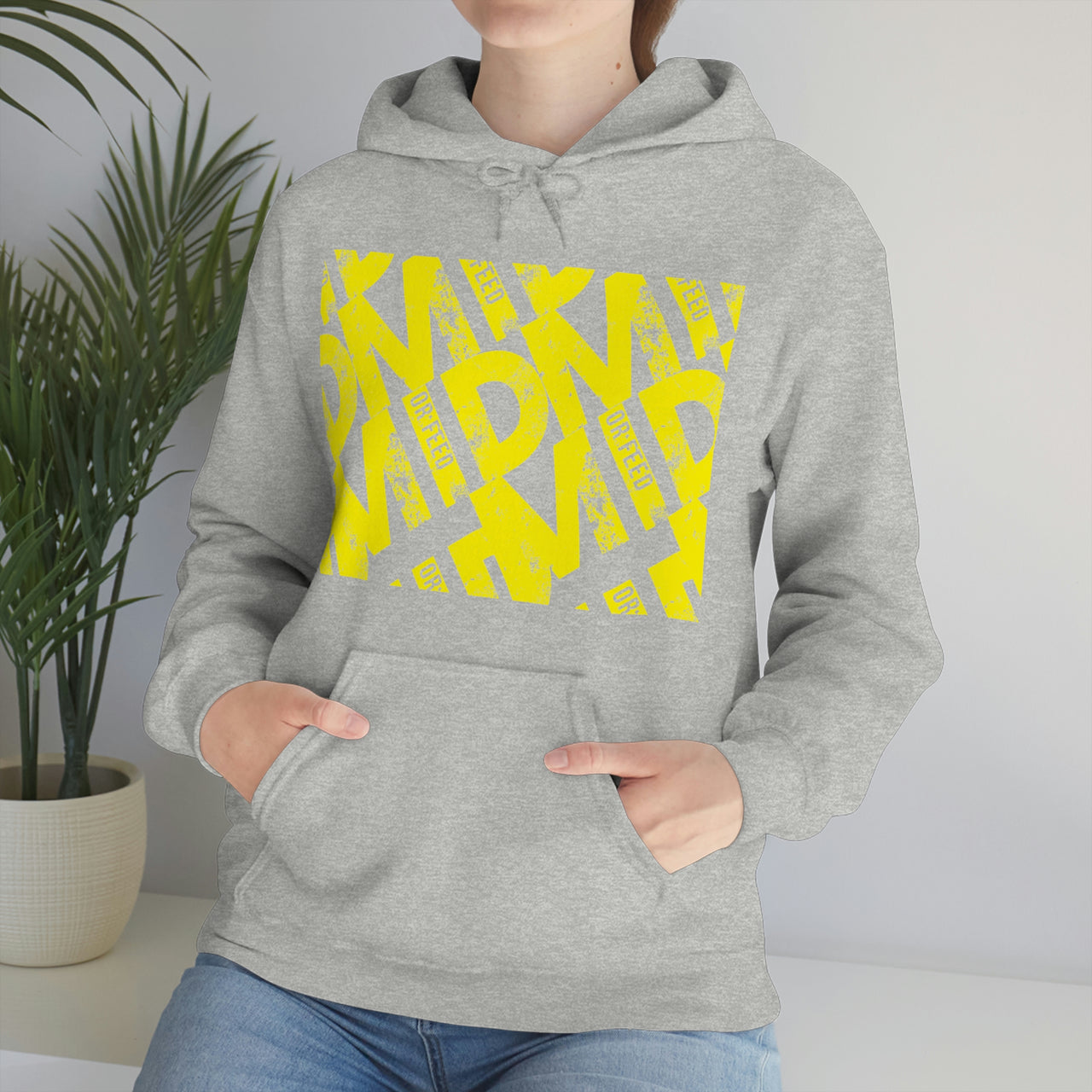 Yellow - Mid or Feed Dota - LOL League of Legends Pun Shirts - Spoof, pun, funny - Unisex Heavy Blend Hooded Sweatshirt