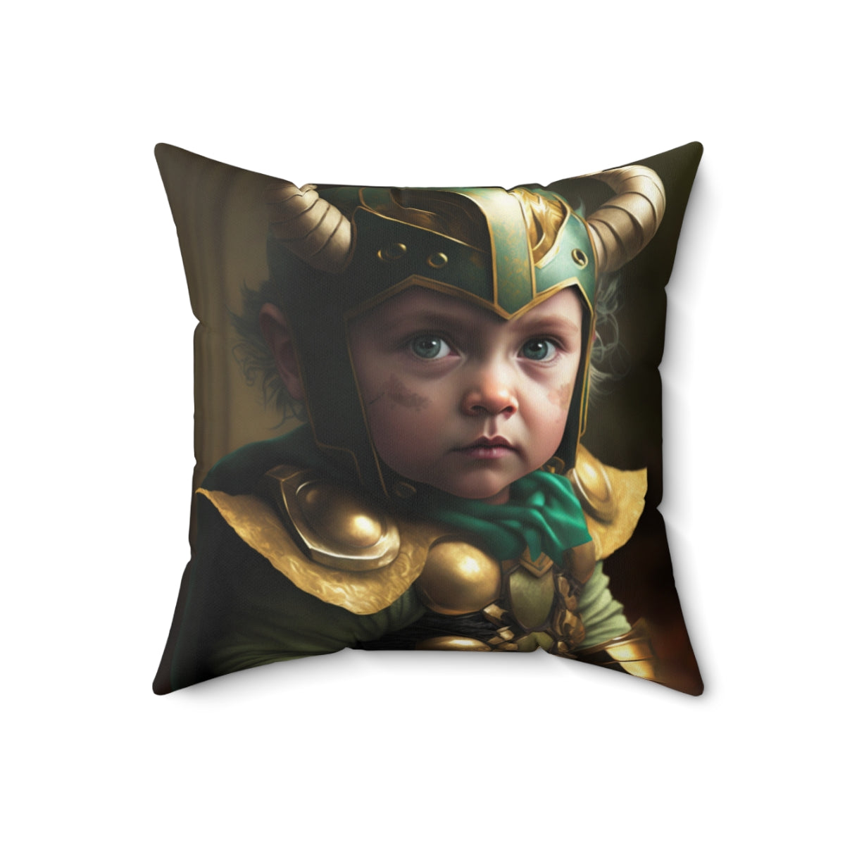 Stop being a Baby series - Baby Axe and Baby Horn, Loki and Thor - 4 sizes available - Spun Polyester Square Pillow