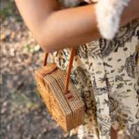 Thumbnail for Hexagon Rattan Shoulder Bag with Vegan Friendly Faux Leather