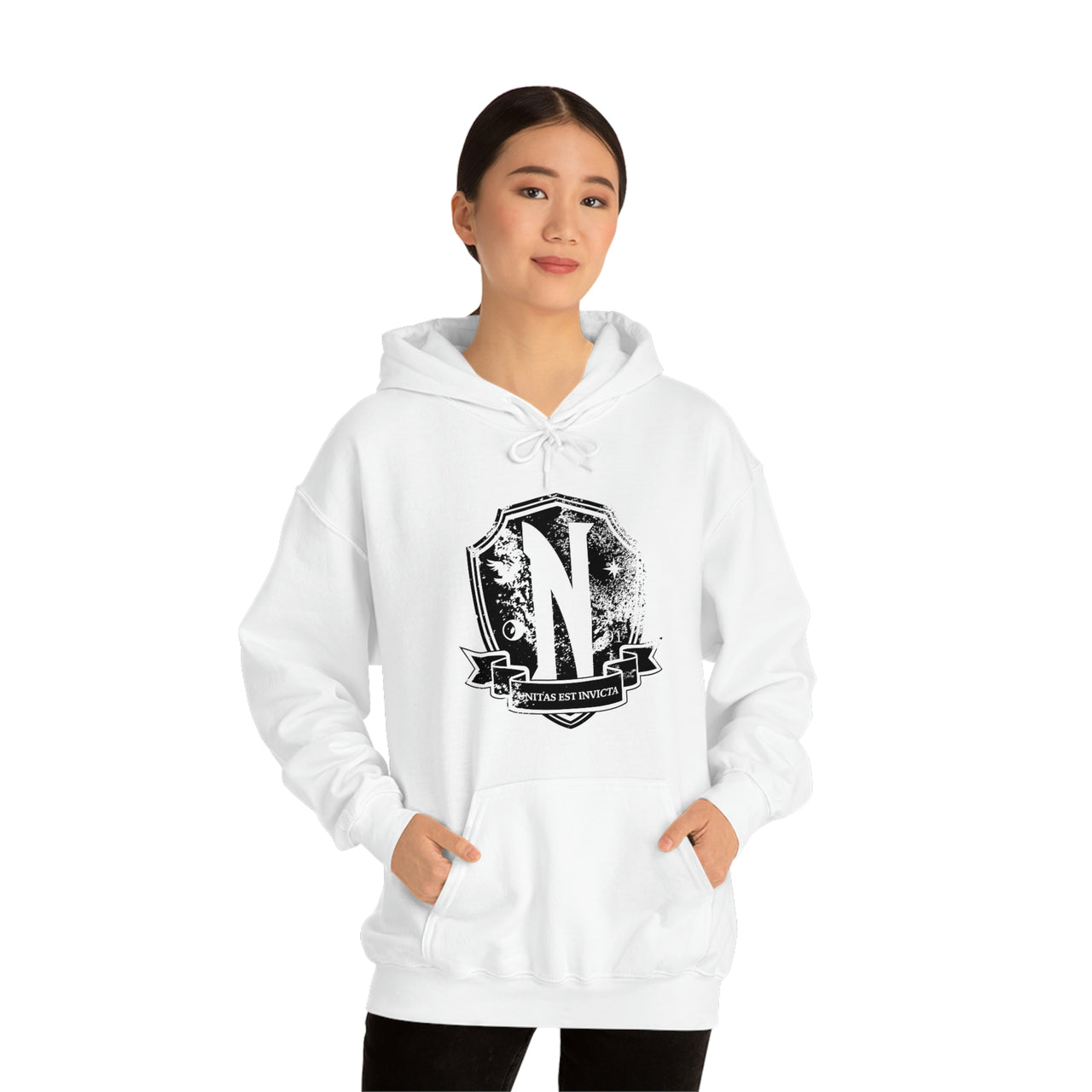 Nevermore Academy, Distressed - Unisex Heavy Blend Hooded Sweatshirt