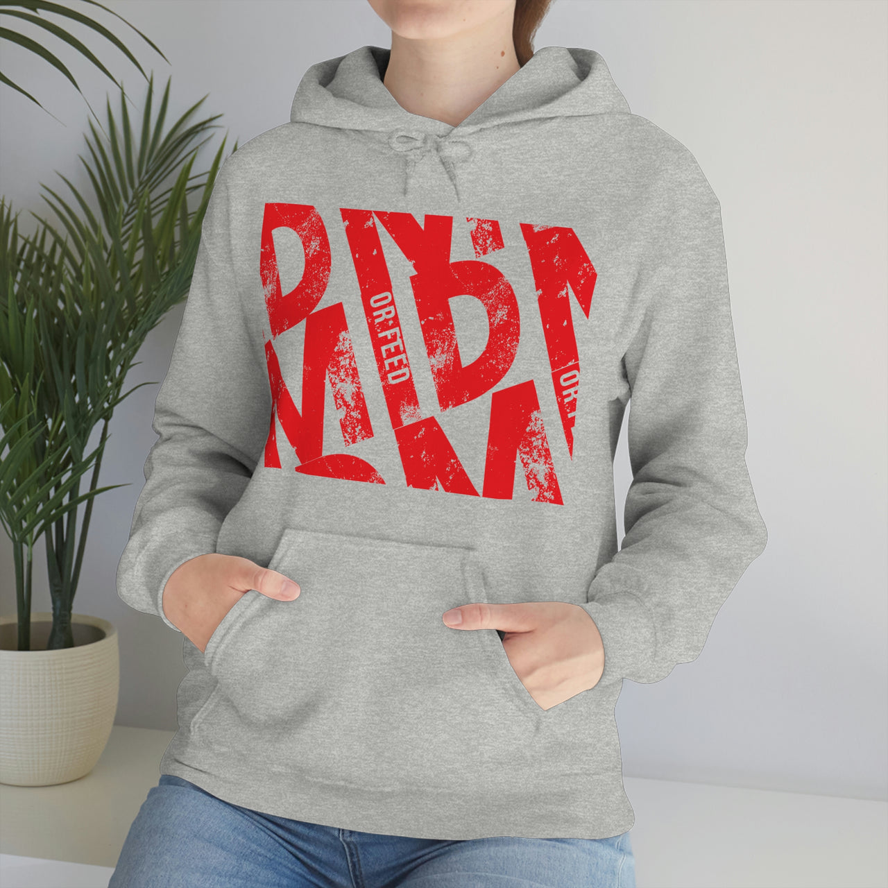 Red - Mid or Feed Dota - LOL League of Legends Pun Shirts - Spoof, pun, funny - Unisex Heavy Blend Hooded Sweatshirt