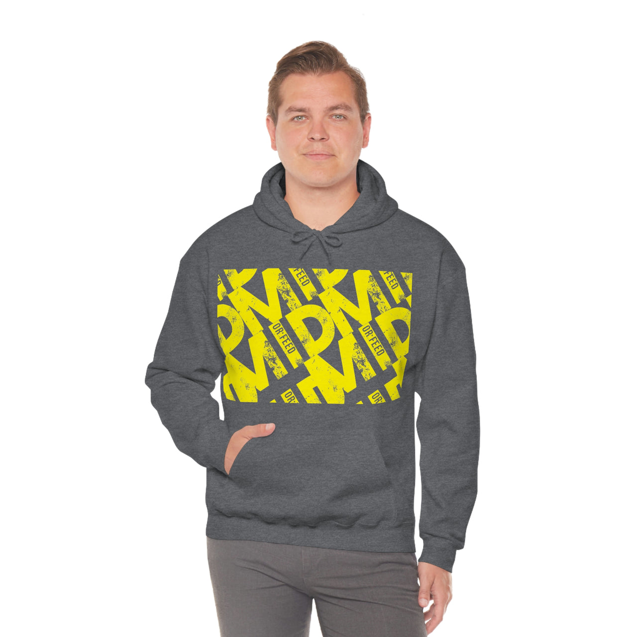 Yellow - Mid or Feed Dota - LOL League of Legends Pun Shirts - Spoof, pun, funny - Unisex Heavy Blend Hooded Sweatshirt