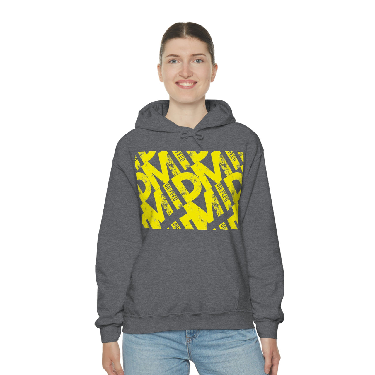 Yellow - Mid or Feed Dota - LOL League of Legends Pun Shirts - Spoof, pun, funny - Unisex Heavy Blend Hooded Sweatshirt