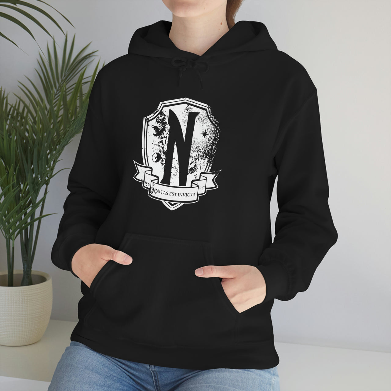 Nevermore Academy, Distressed - Unisex Heavy Blend Hooded Sweatshirt