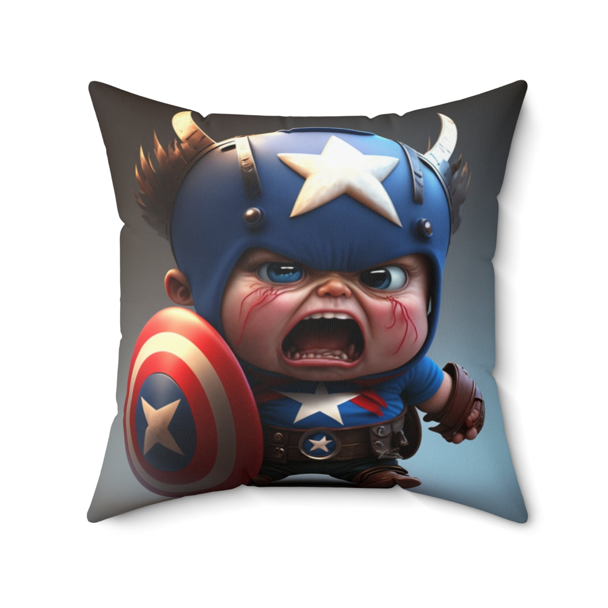 Stop being a baby series - Baby Captain America, Baby Shield, - 4 sizes available - Spun Polyester Square Pillow