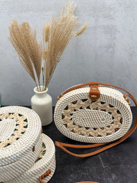 Thumbnail for Oval Rattan Amethyst Shoulder bag