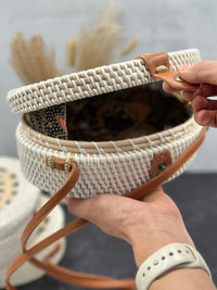 Thumbnail for Oval Rattan Amethyst Shoulder bag