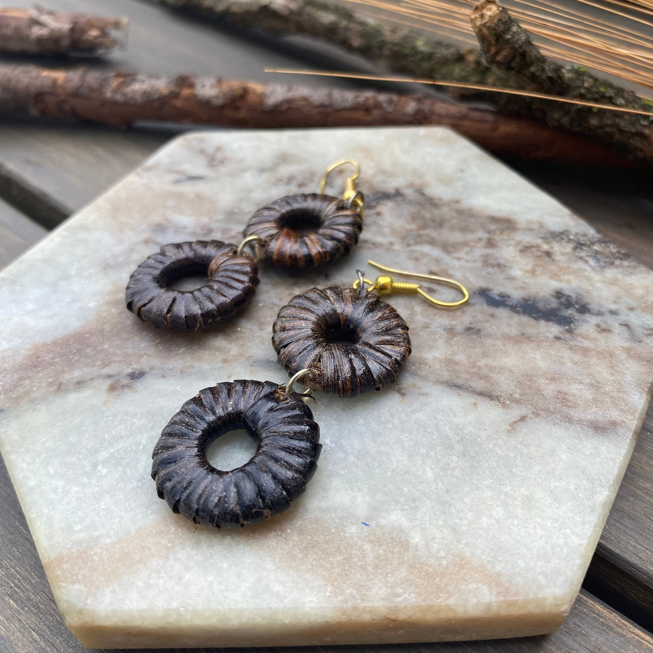 Native wood Circular earring