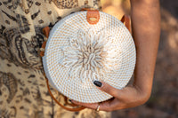 Thumbnail for Round rattan shoulder bag with sea shells