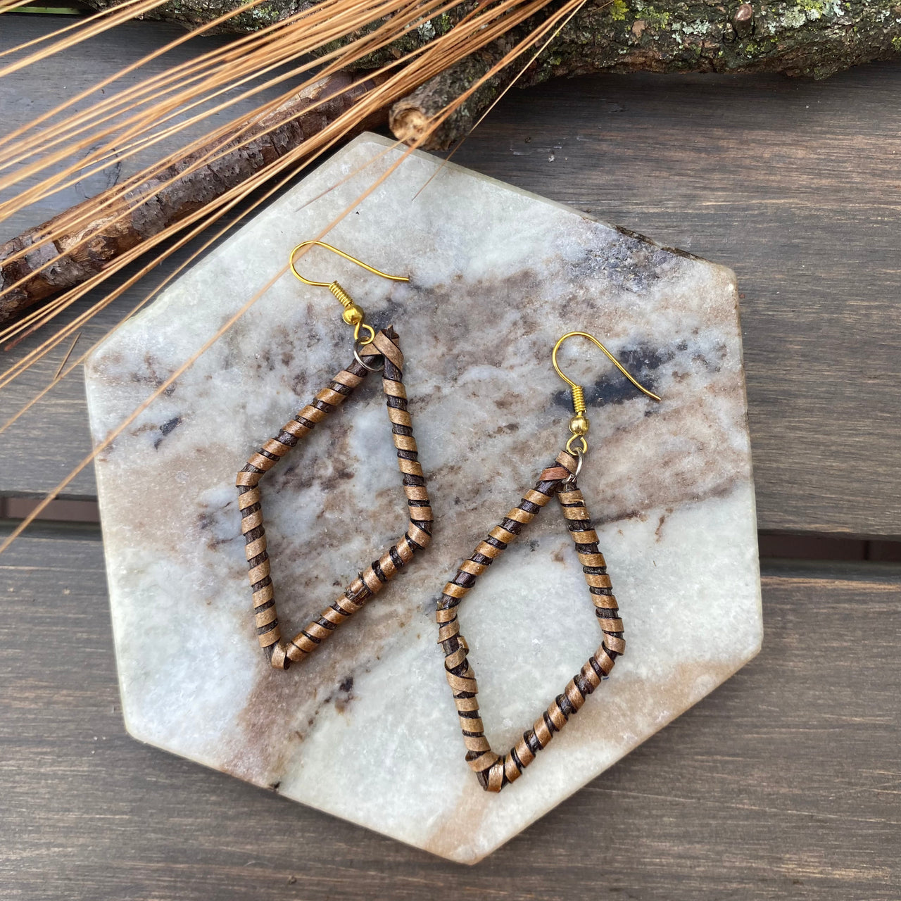 Native wood Diamond earring