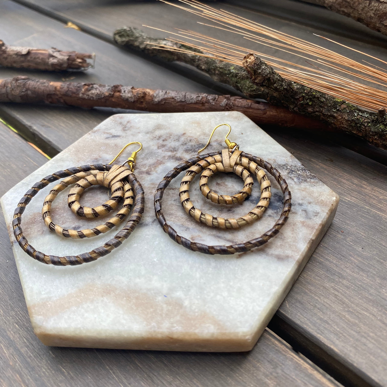 Native wood Cricular earring