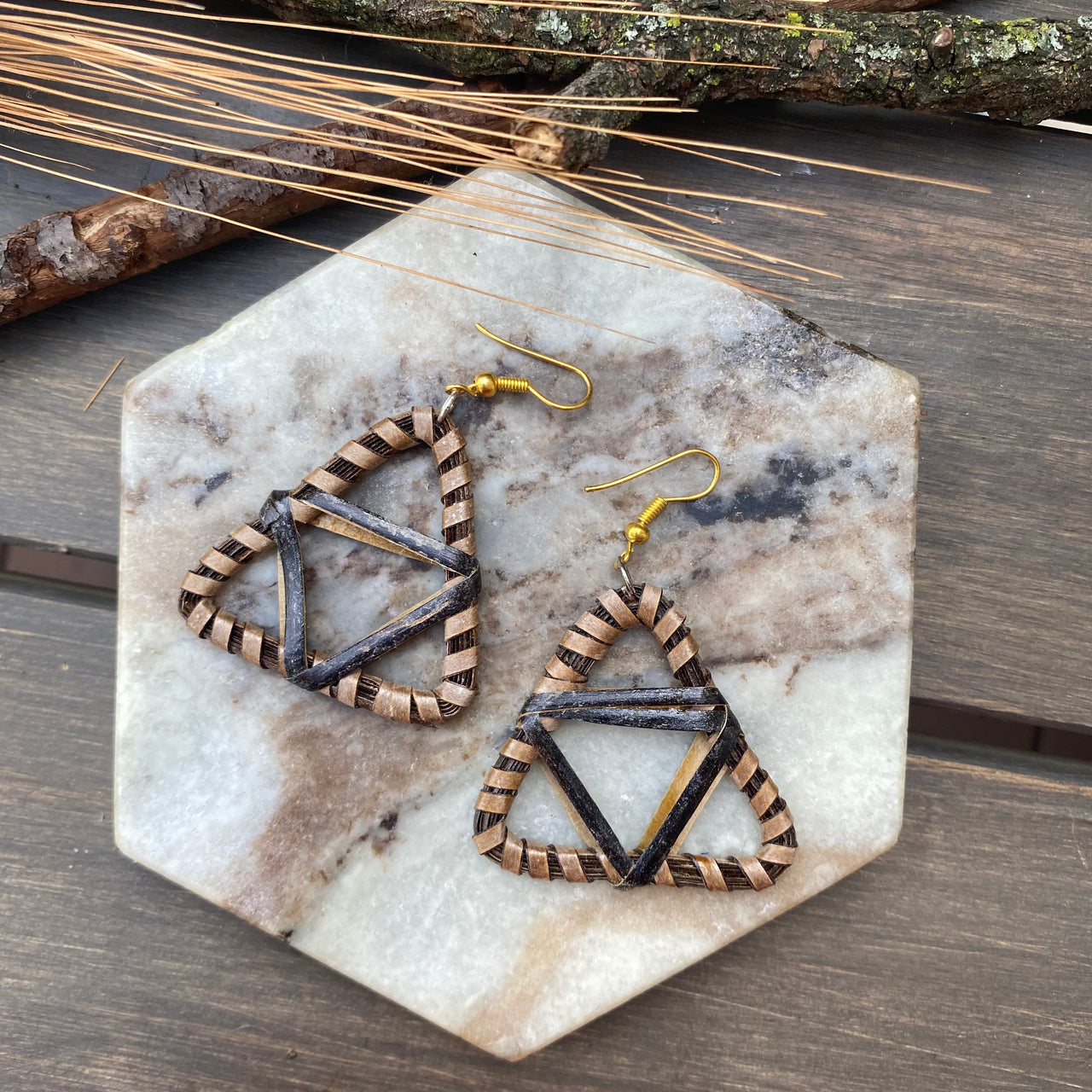 Native wood Triangular earring